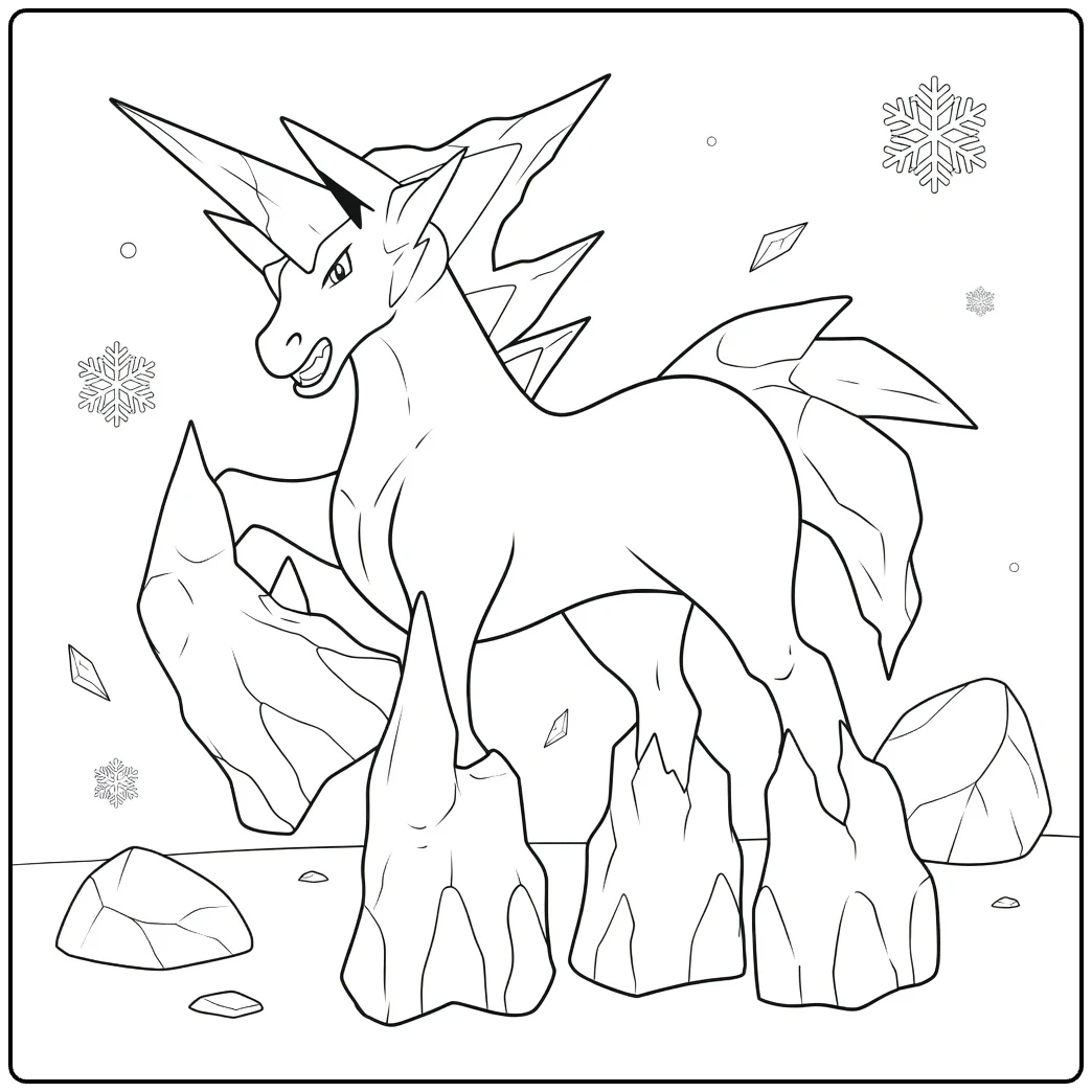 Glastrier Icy Pokemon with Snow coloring page