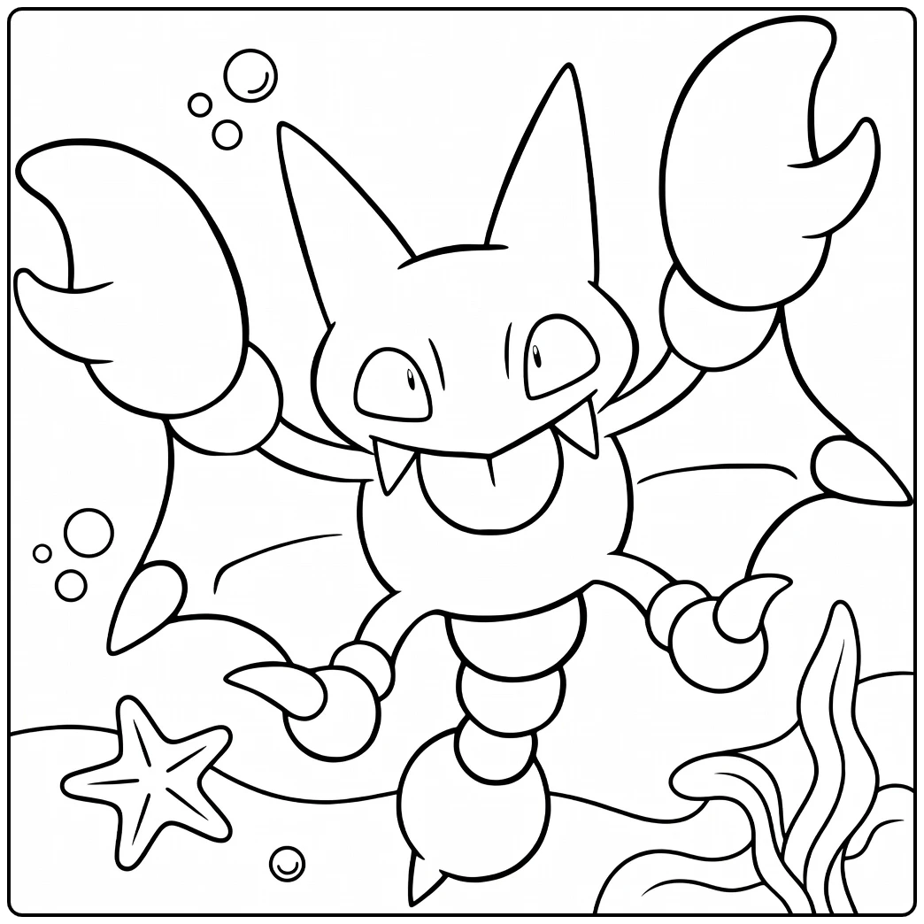 Gligar Pokemon in Sea with Starfish coloring page