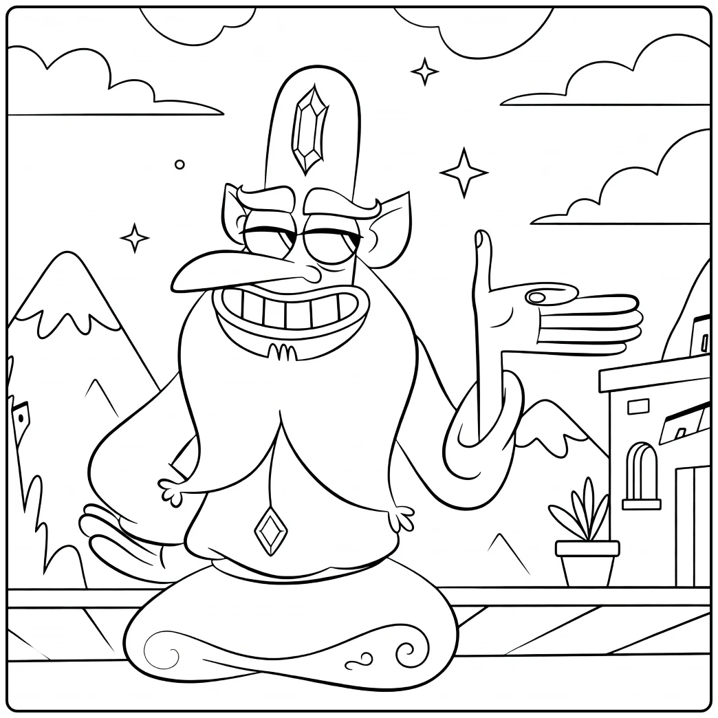 glossaryck coloring page of a cheerful magir