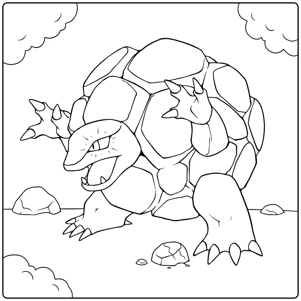 Aggressive Pokemon Golem coloring page
