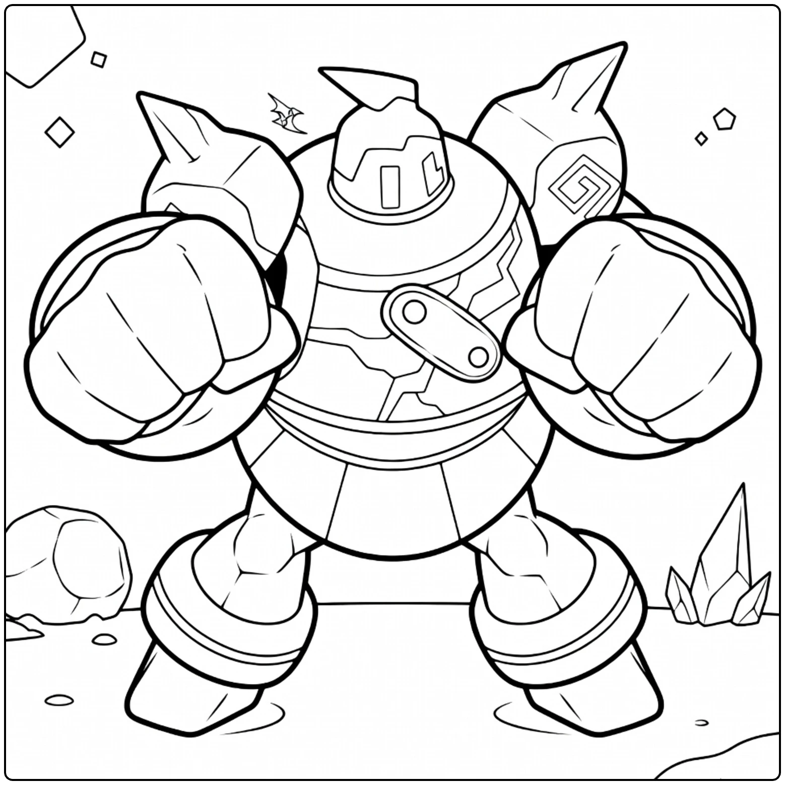 Golurk in Powerful Action Pose coloring page