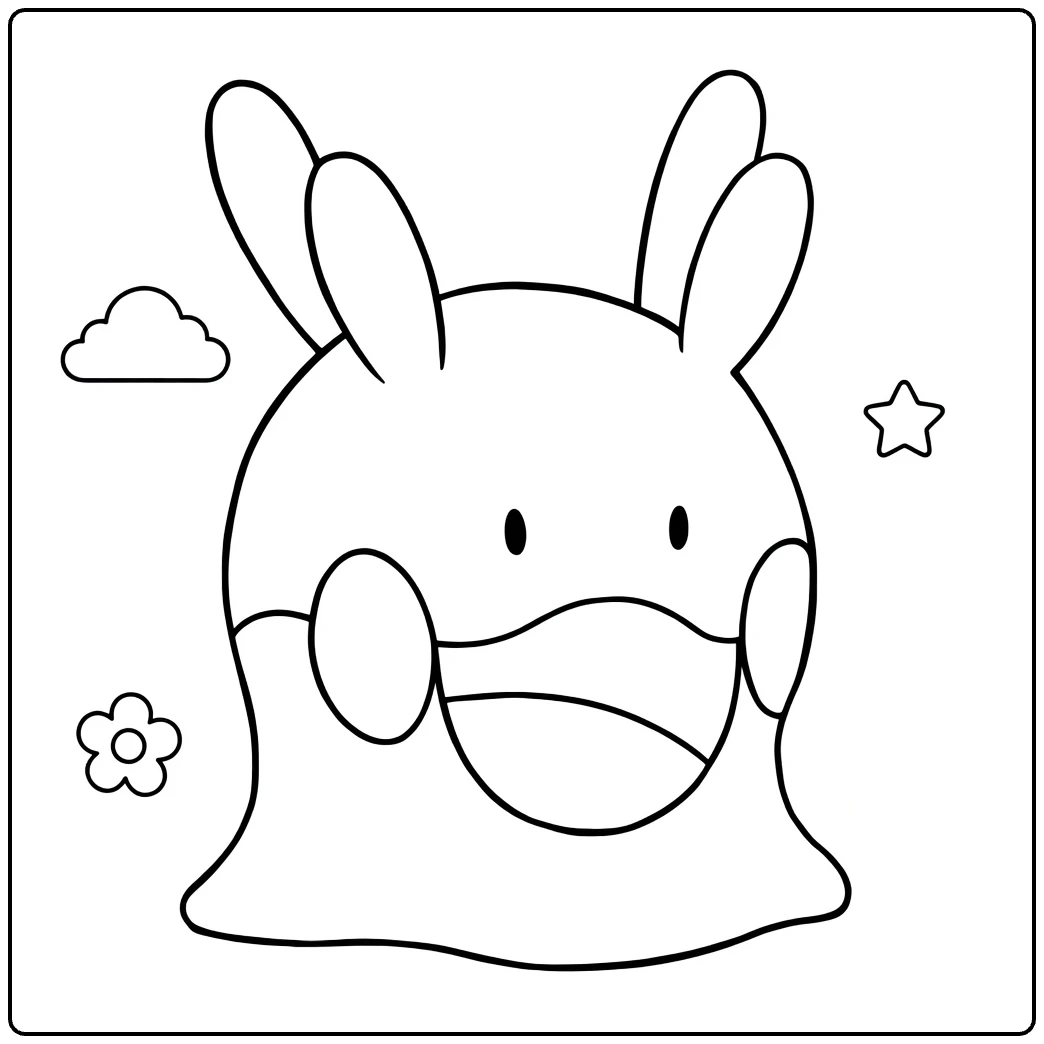 goomy coloring page with wolkje star and smiling goomy