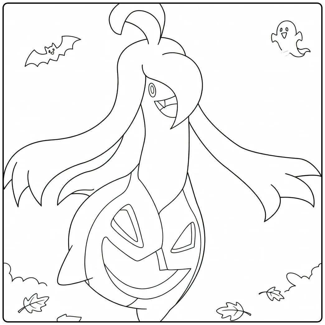 Gourgeist Halloween Pokemon Pumpkin Ghost coloring page