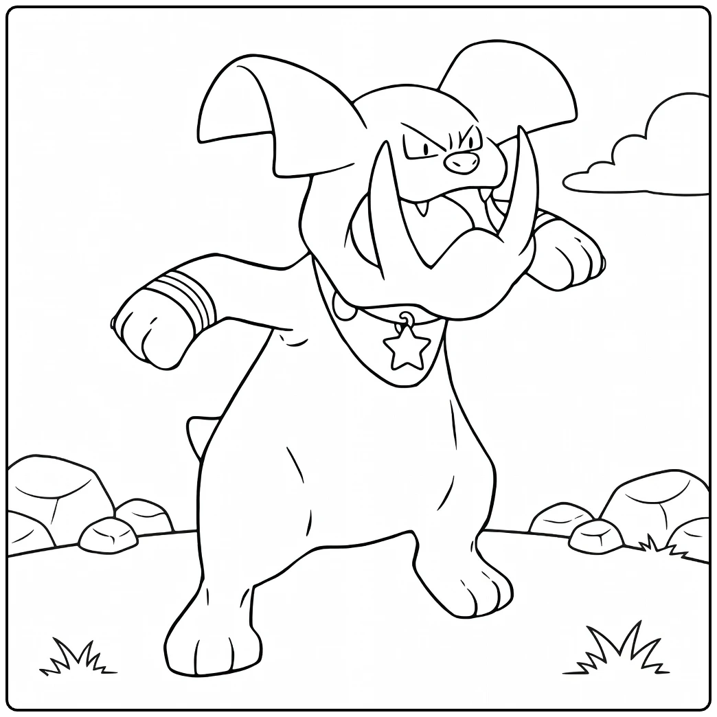 Granbull Growling Bulldog Pokemon coloring page
