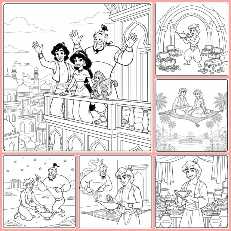 Aladdin coloring page collection cover image