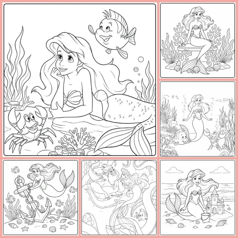 Ariel coloring page collection cover image