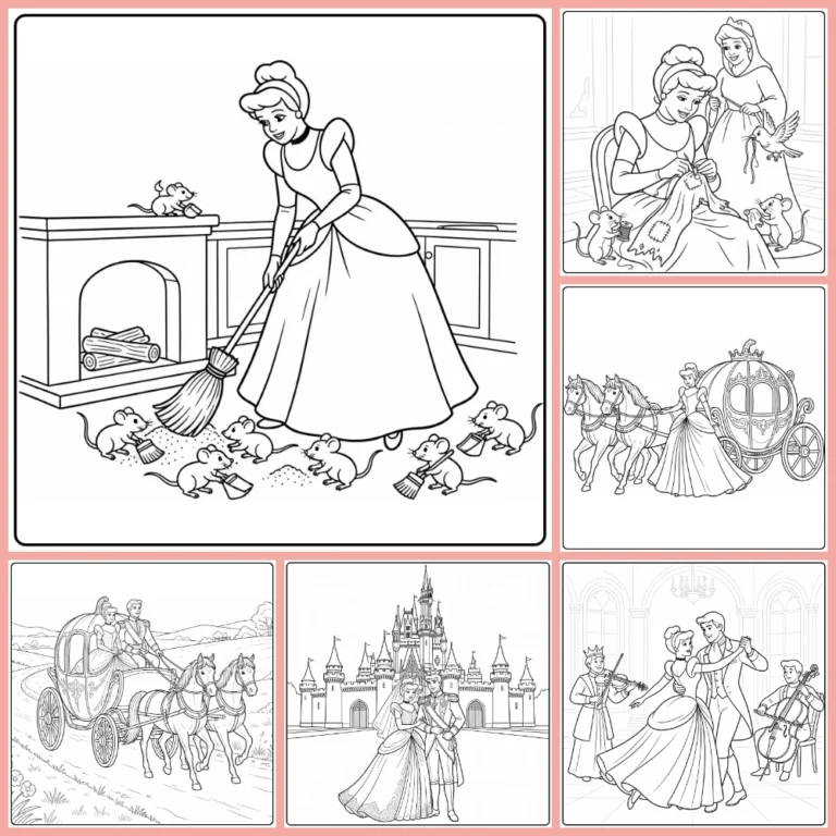 cinderella coloring page collection cover image