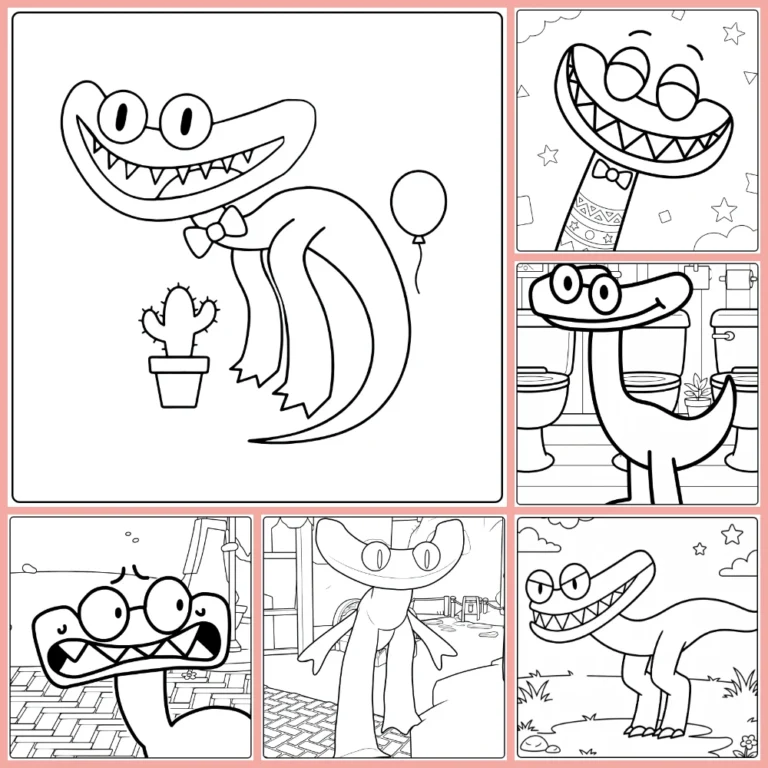 Cyan Rainbow Friends coloring page collection preview