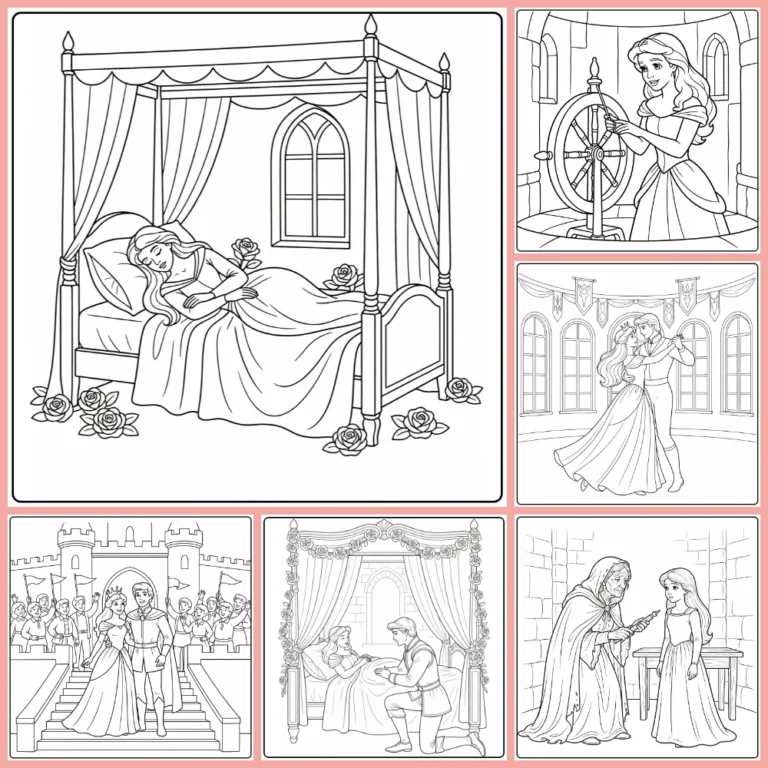 sleeping beauty coloring page collection cover image