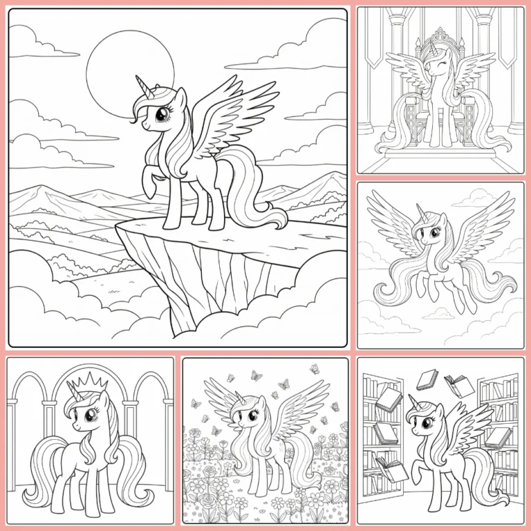 My Little Pony Princess Celestia coloring page collection cover image