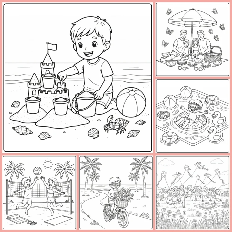 summer coloring page collection cover image