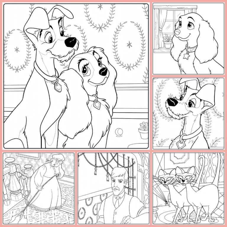 lady and the tramp coloring page collection cover image