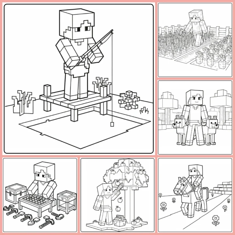 Minecraft Alex coloring page collection cover image