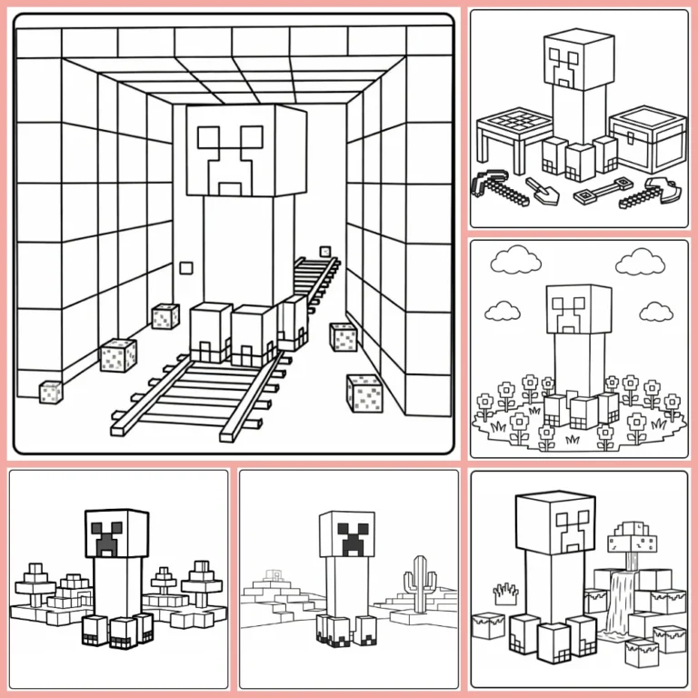 Minecraft Creeper coloring page collection cover image