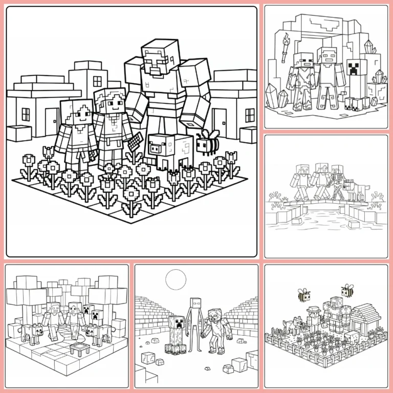 Minecraft coloring page collection cover image