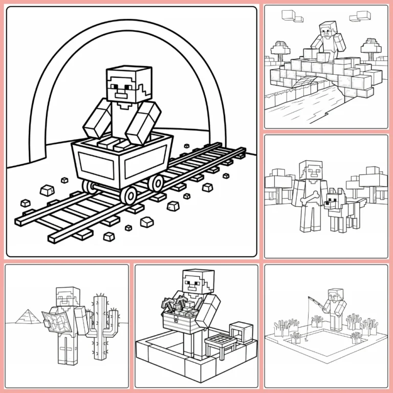 Minecraft Steve coloring page collection cover image