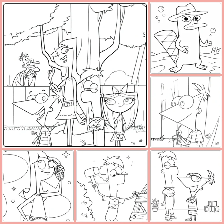 phineas and ferb coloring page collection cover image