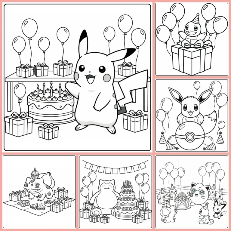 pokemon birthday coloring page collection cover image