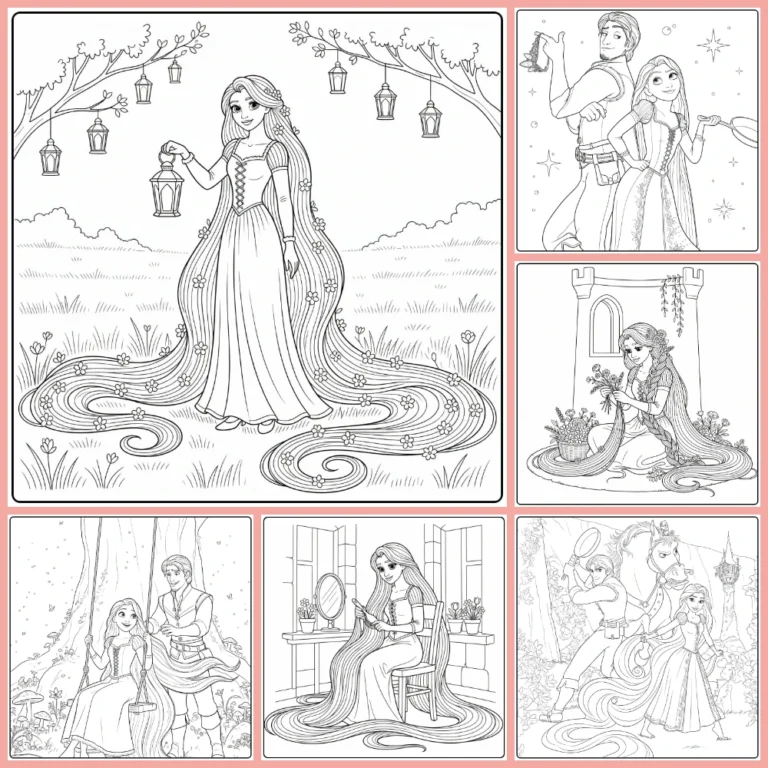 Rapunzel coloring page collection cover image