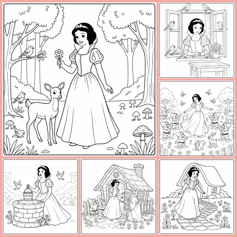 Snow White coloring page collection cover image