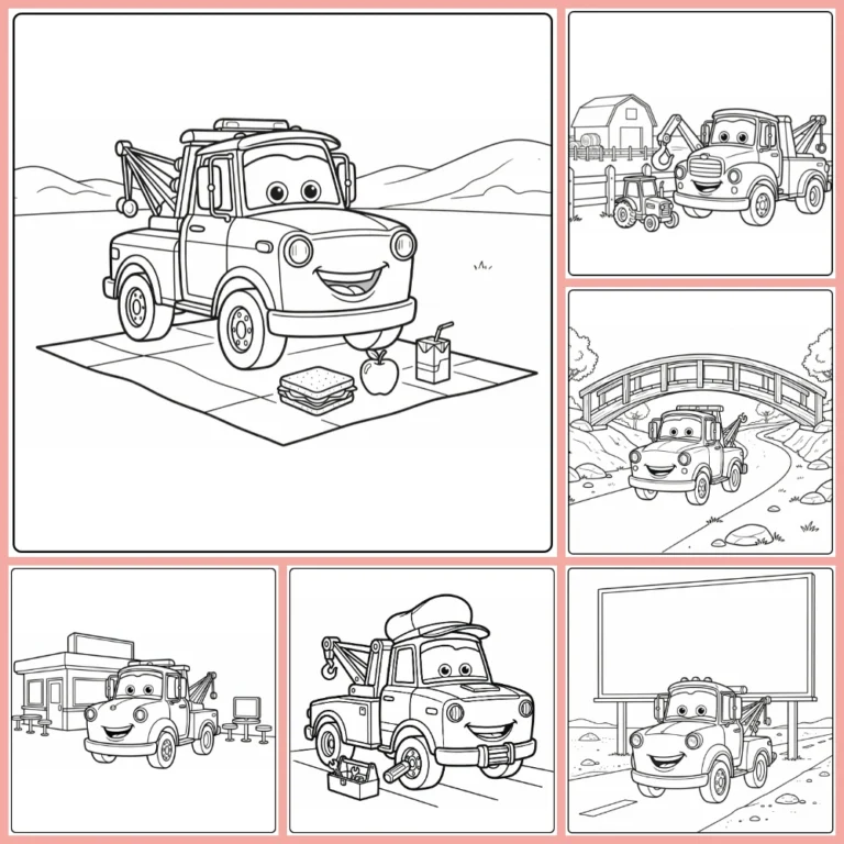 tow mater coloring page collection cover image