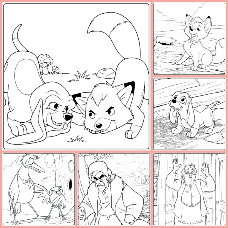 the fox and the hound coloring page collection cover image