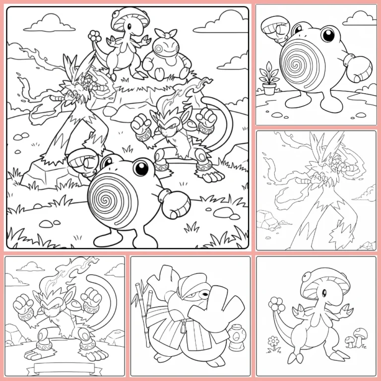 Fighting Pokemon coloring page collection cover image