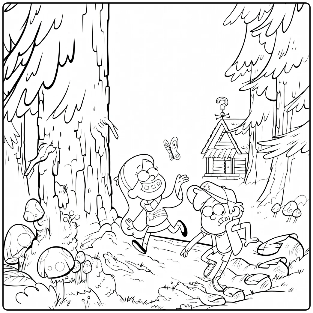 gravity Falls Adventure in Het Mysterie Bos coloring page