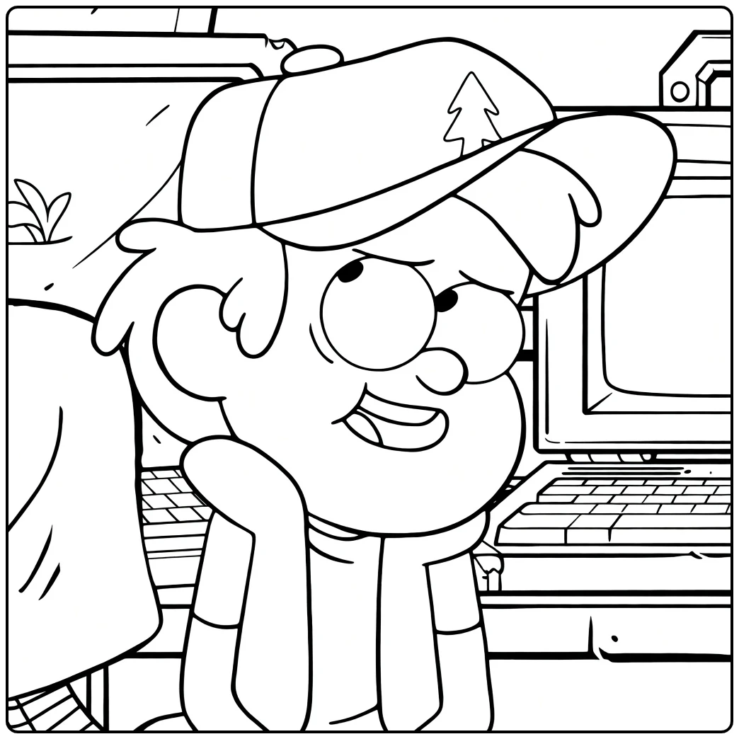 gravity Falls Dipper with Pet for Scherm coloring page