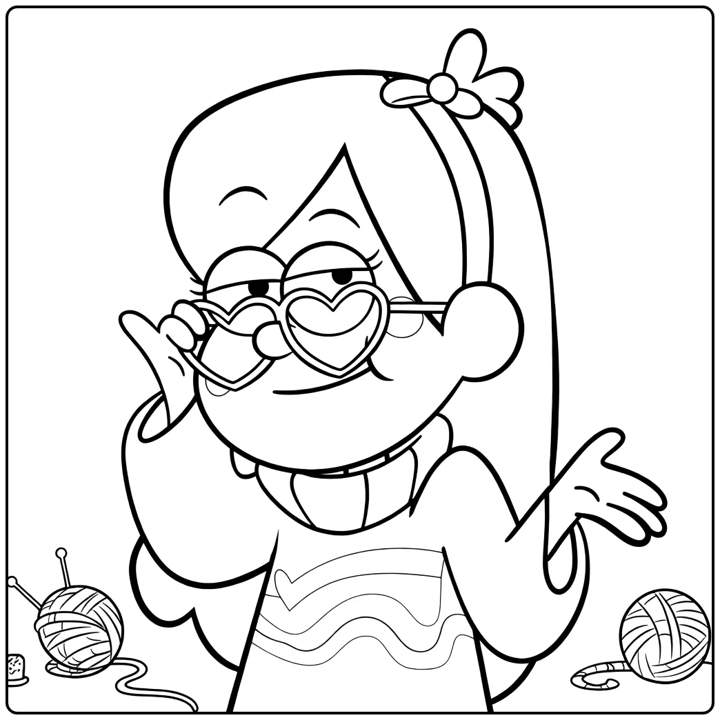 gravity Falls Mabel with Hartbril and Wol coloring page