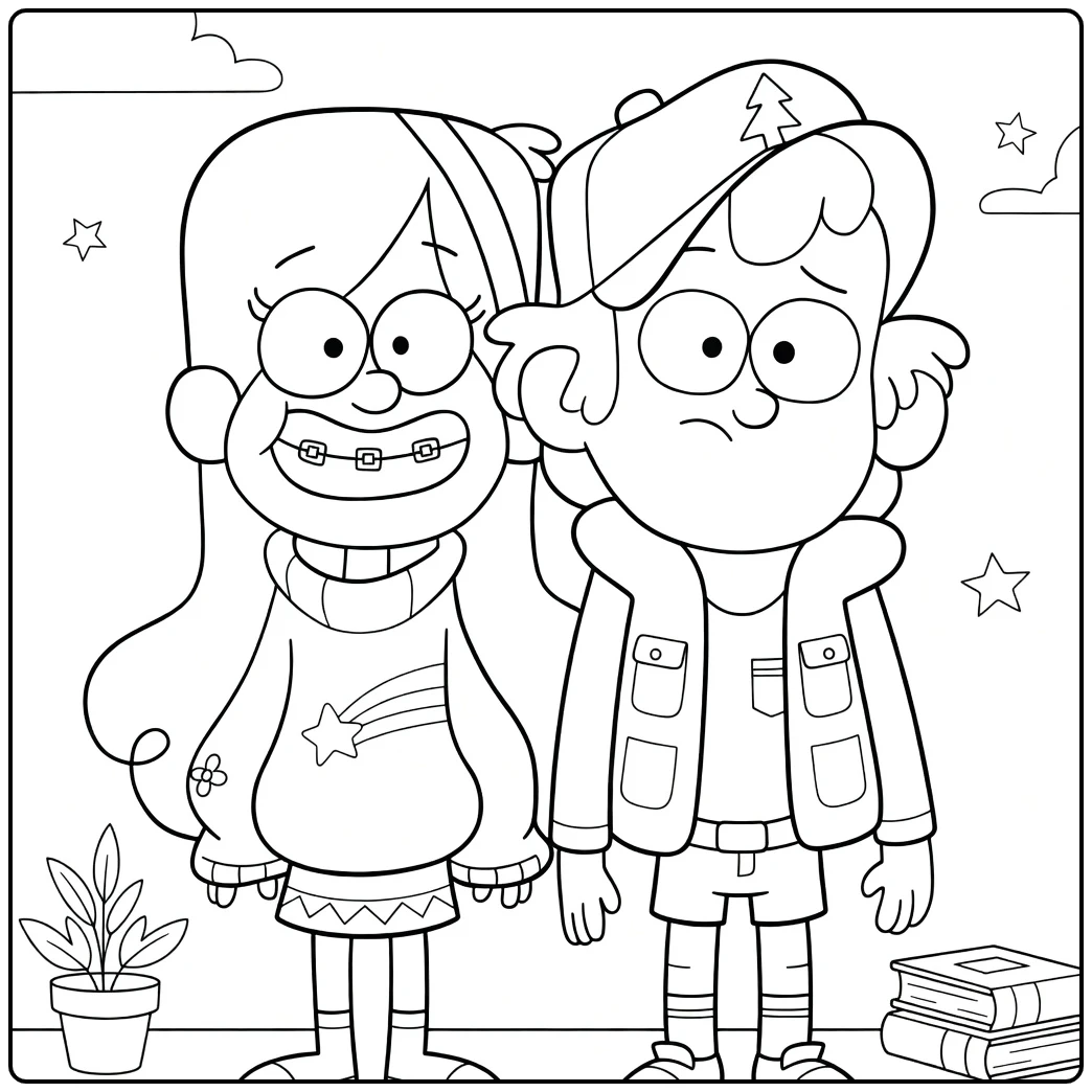 gravity Falls Dipper and Mabel coloring page
