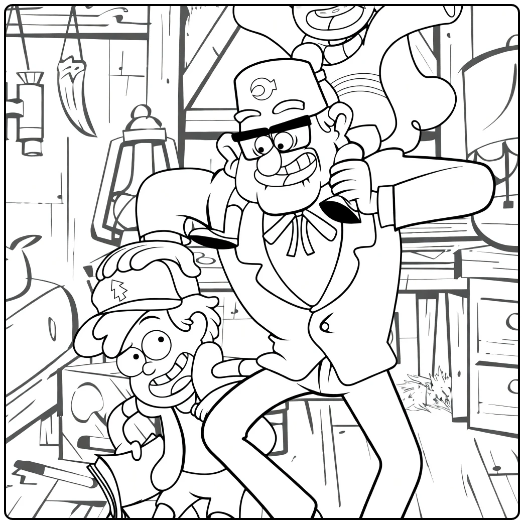 gravity Falls Dipper Pines and Grunkle Stan coloring page