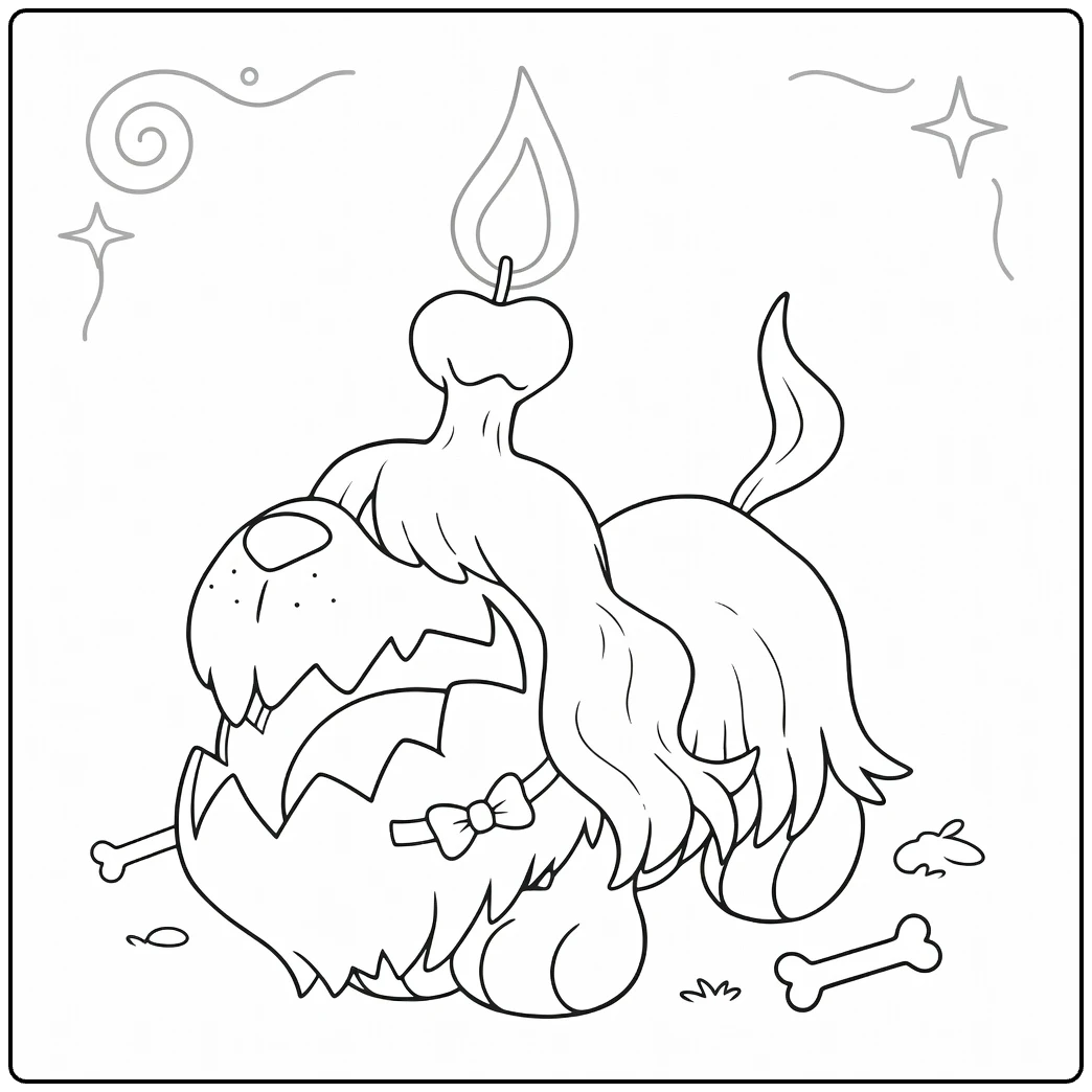 Greavard Cute Puppy with Flame coloring page