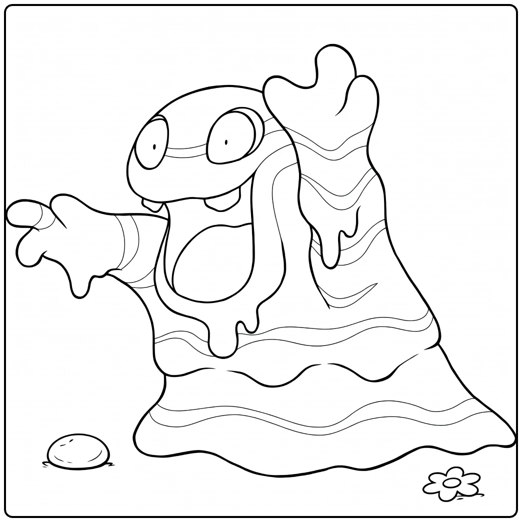 Grimer Form Happy Alolan Slime Figure coloring page