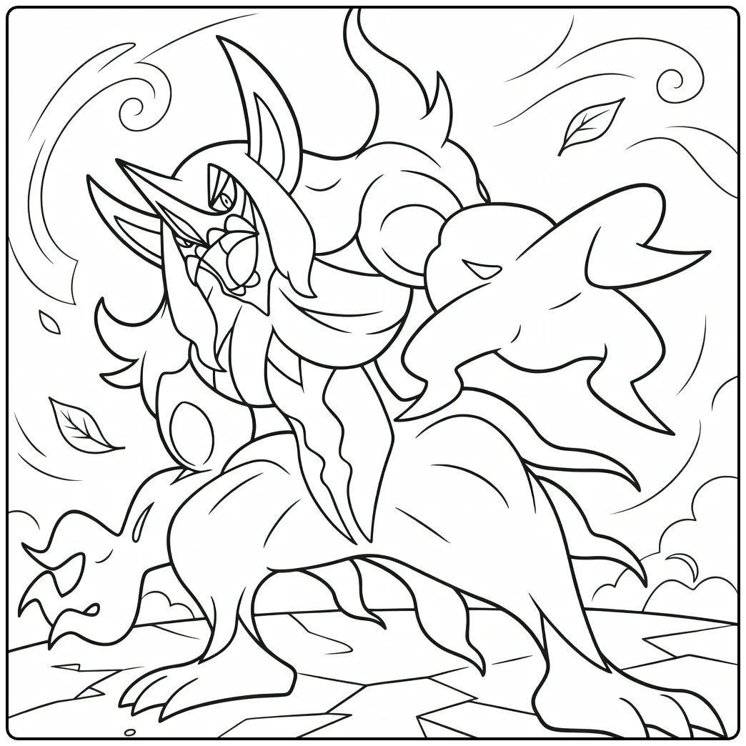 Grimmsnarl in Powerful Action with Storm coloring page