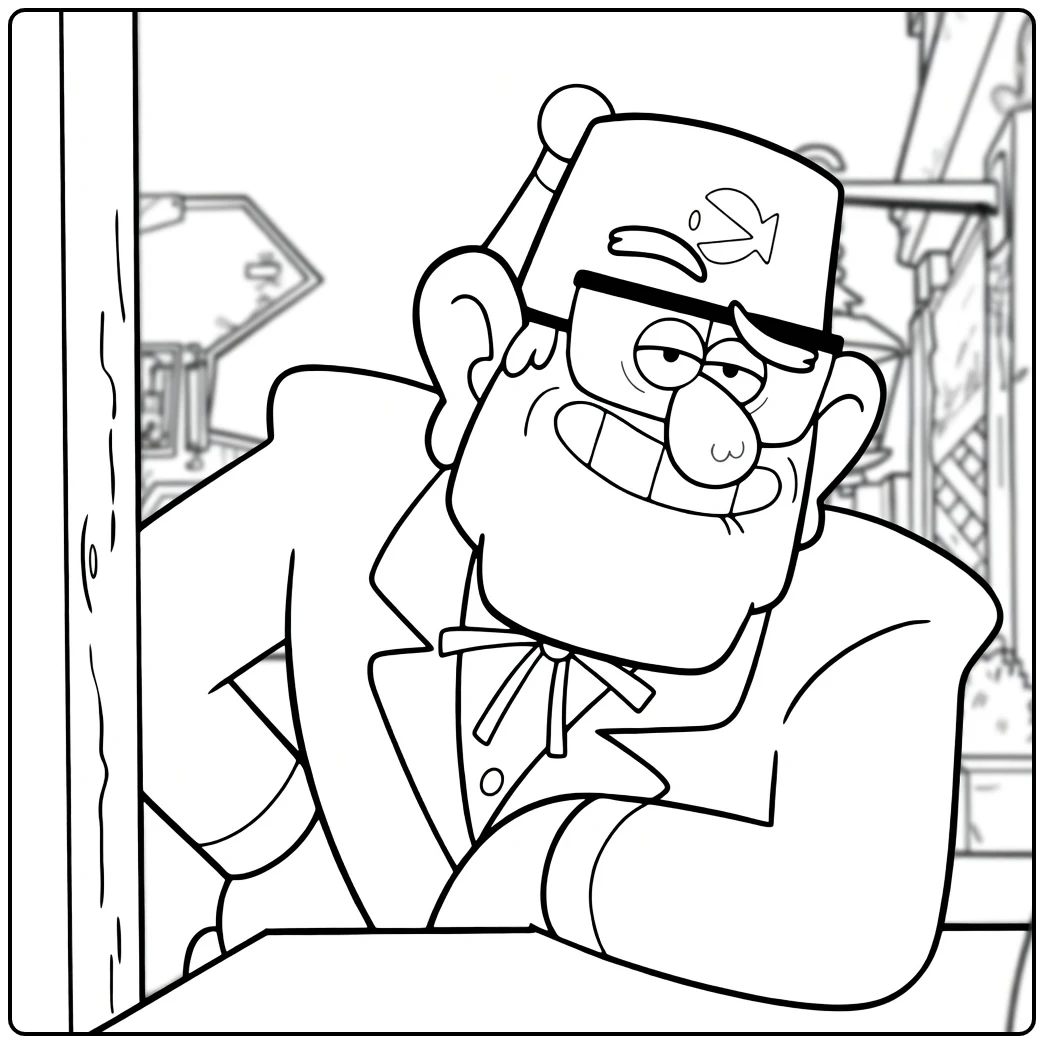 grunkle stan coloring page and color
