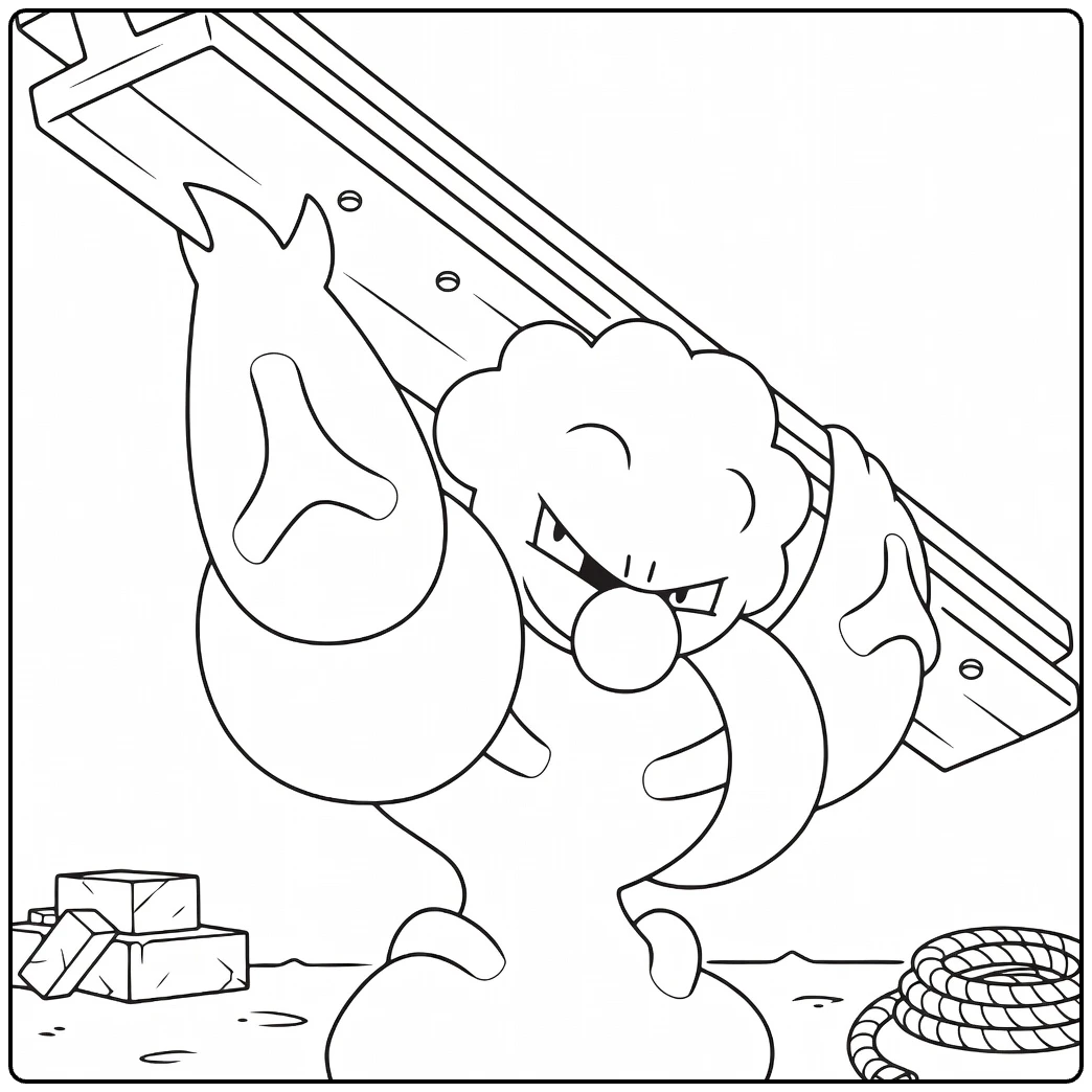 Gurdurr Muscular Pokemon and Beam coloring page