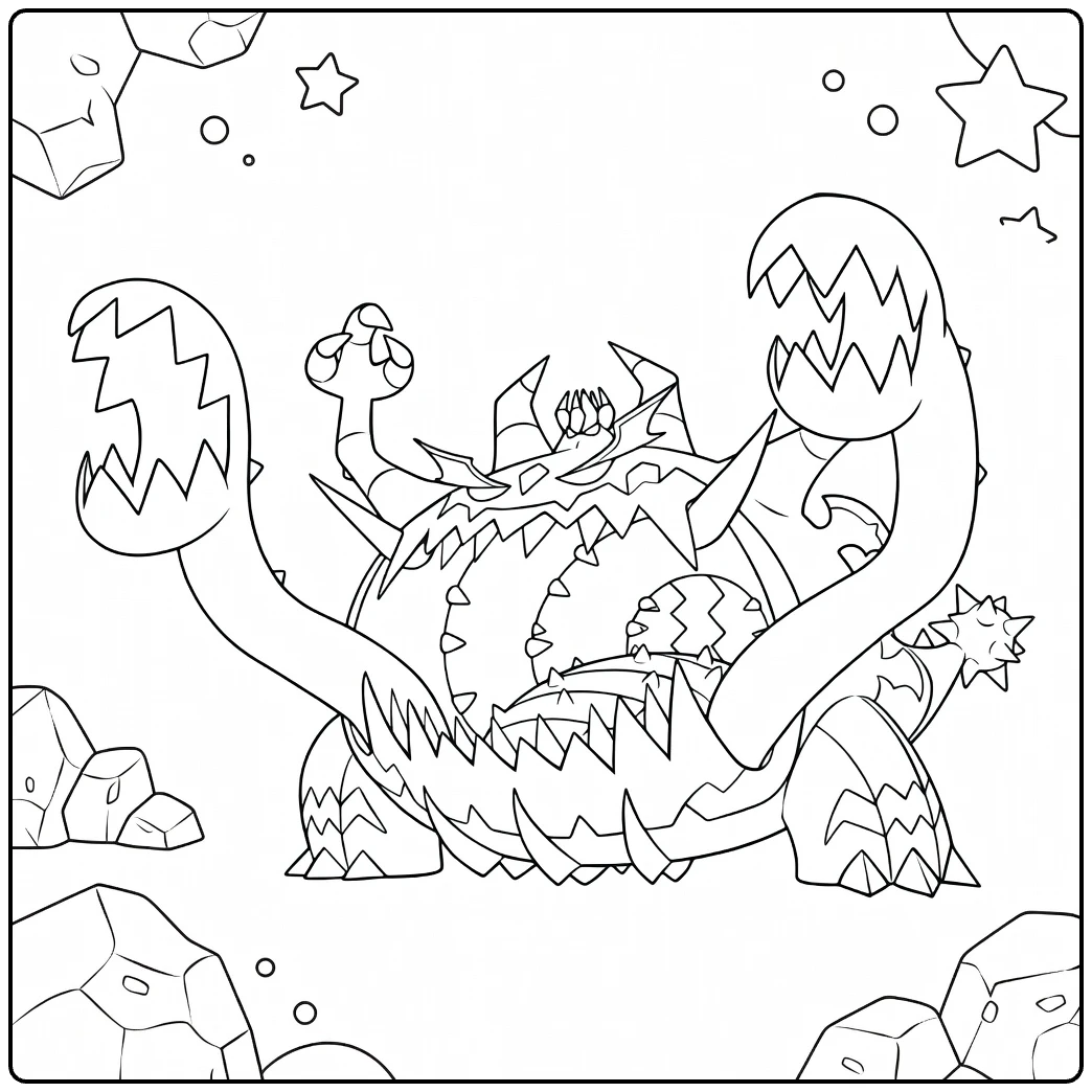 guzzlord coloring page for Pokemon fans download