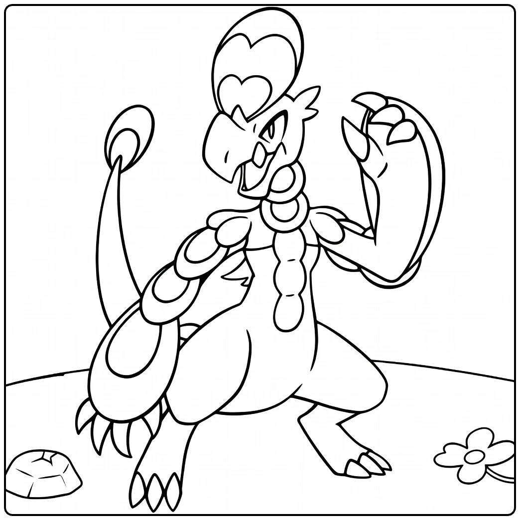 hakamo o coloring page with felle dragon action