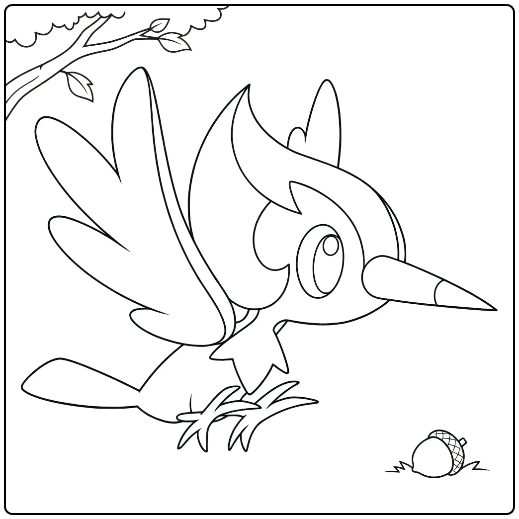 heliolisk coloring page with eikel and boombladeren