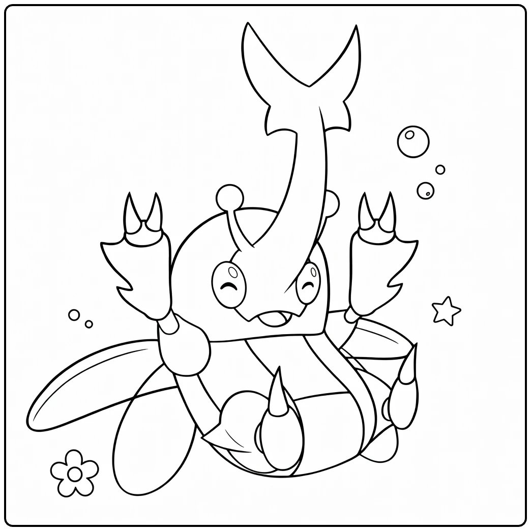 Heracross for Kids Fun with Stars and Flowers coloring page