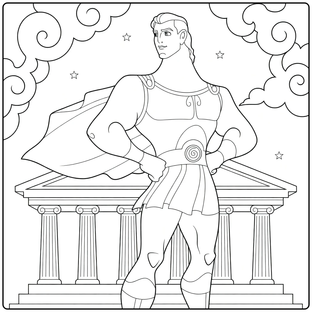 hercules the Mythologische Held on Zuilen coloring page