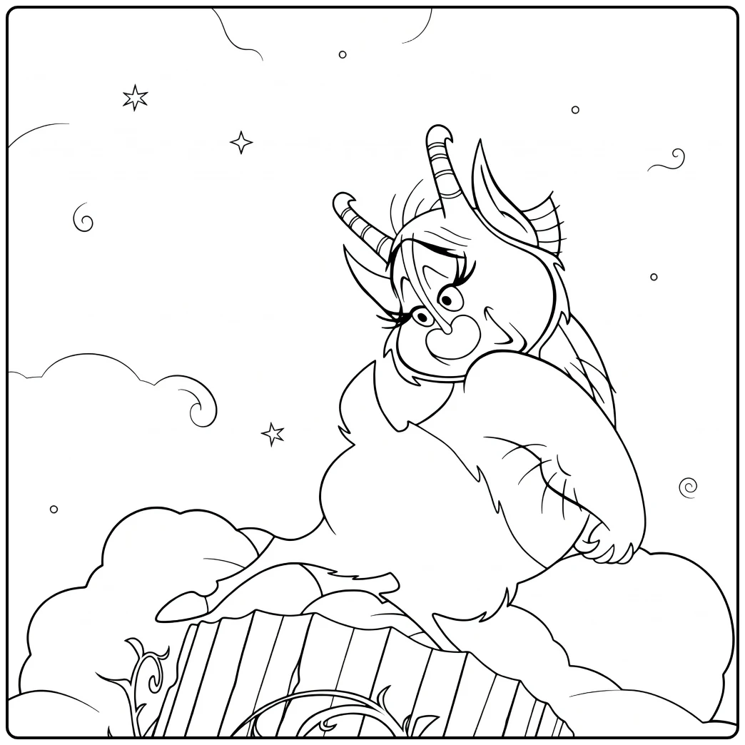 hercules Vliegende Eenhoorn in Clouds coloring page