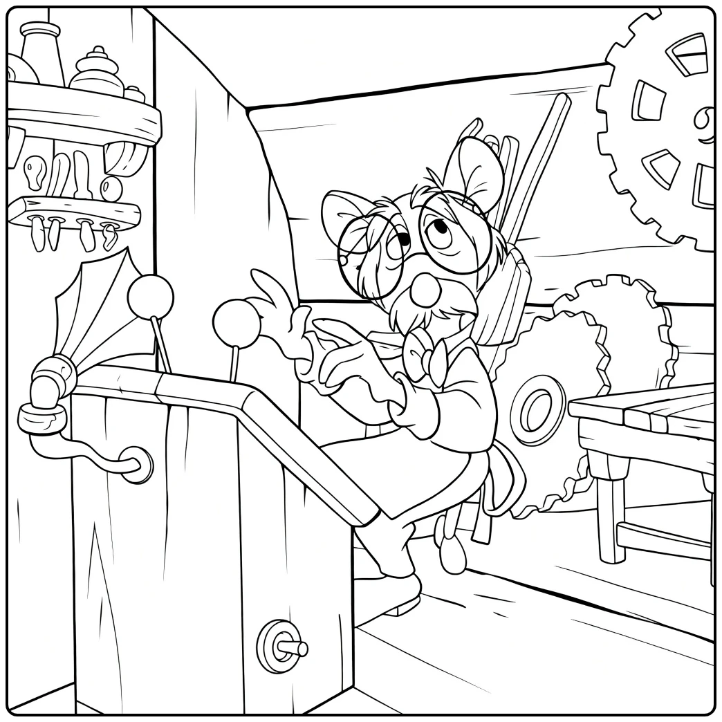 hiram Flaversham the Uitvinder Muis coloring page
