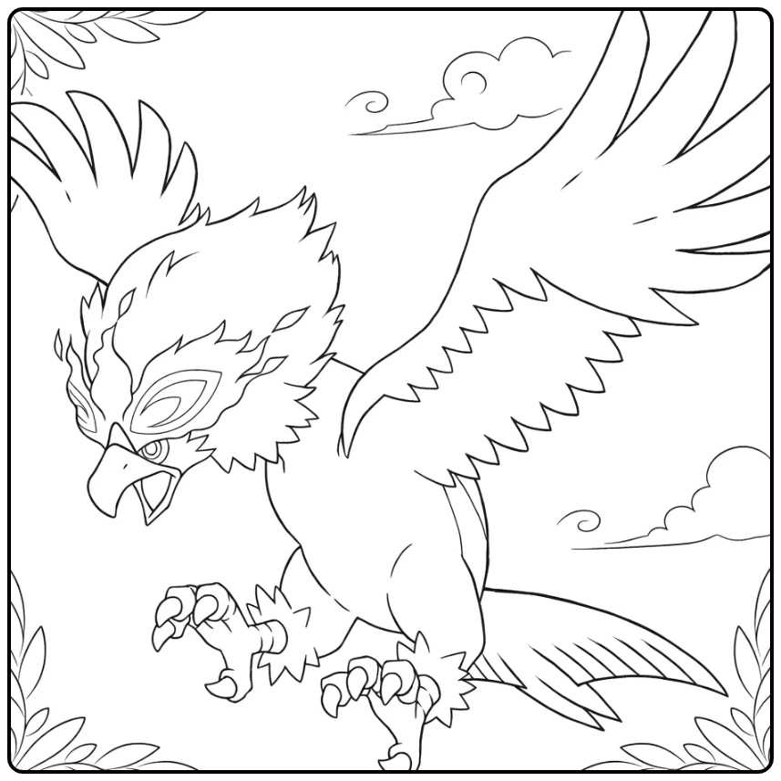 Hisuian Braviary in Dynamic Flight coloring page