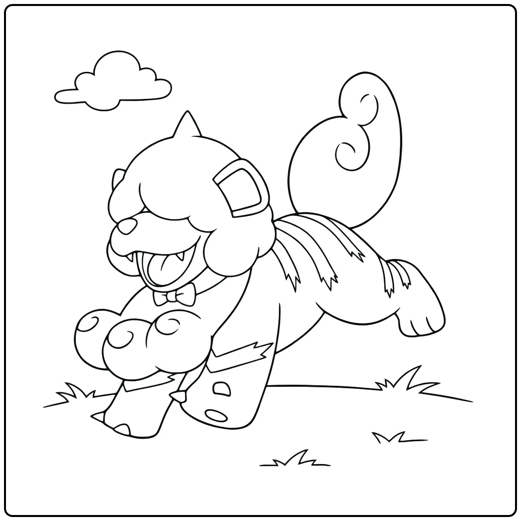 Hisuian Growlithe Playful Pup with Bow coloring page