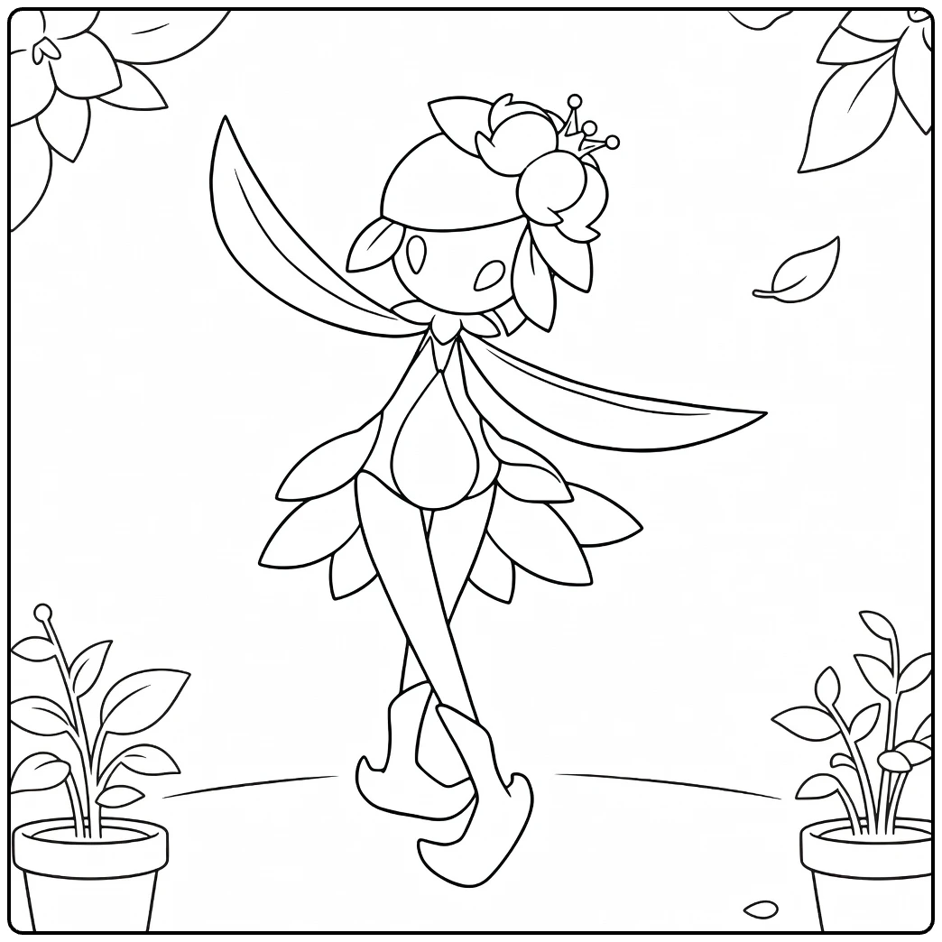 Hisuian Lilligant in Elegant Pose coloring page