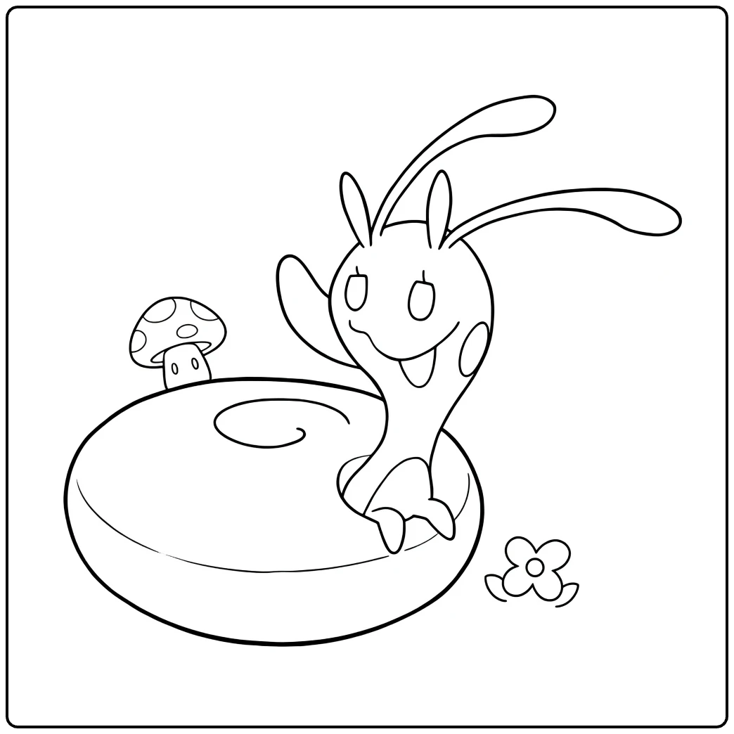Hisuian Sliggoo Cheerful Waving Pokemon Snail coloring page