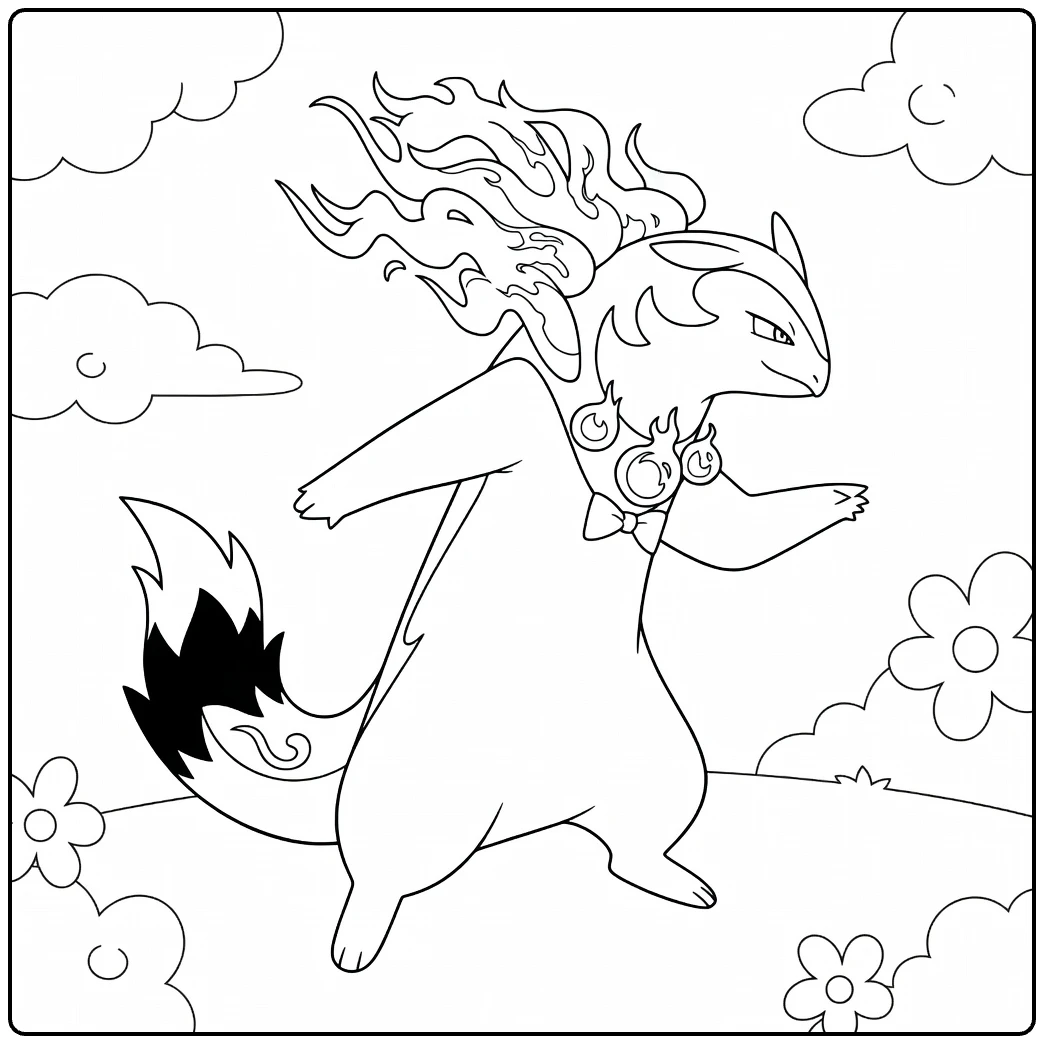 Hisuian Typhlosion in Action Pose coloring page