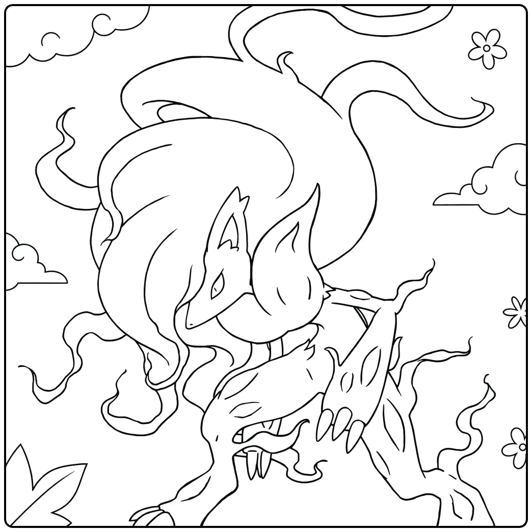Hisuian Zoroark in Misty Action Pose coloring page